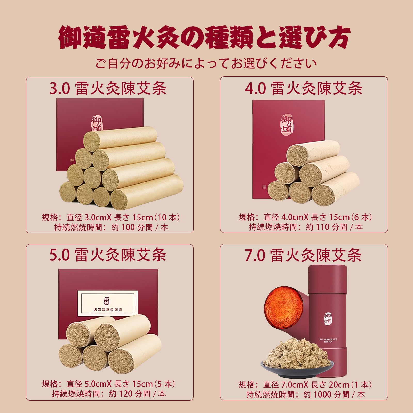 Amazon.co.jp: 御道 棒灸 もぐさ お灸 温灸 雷火灸 太棒 大型 ヨモギ